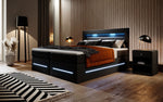 Lade das Bild in den Galerie-Viewer, Boxspringbett Sevilla: Modernes Design, LED-Beleuchtung, Integrierter Stauraum &amp; Komfort-Matratze
