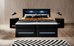 Lade das Bild in den Galerie-Viewer, Boxspringbett Sevilla: Modernes Design, LED-Beleuchtung, Integrierter Stauraum &amp; Komfort-Matratze
