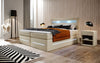 Boxspringbett Sevilla: Modernes Design, LED-Beleuchtung, Integrierter Stauraum & Komfort-Matratze