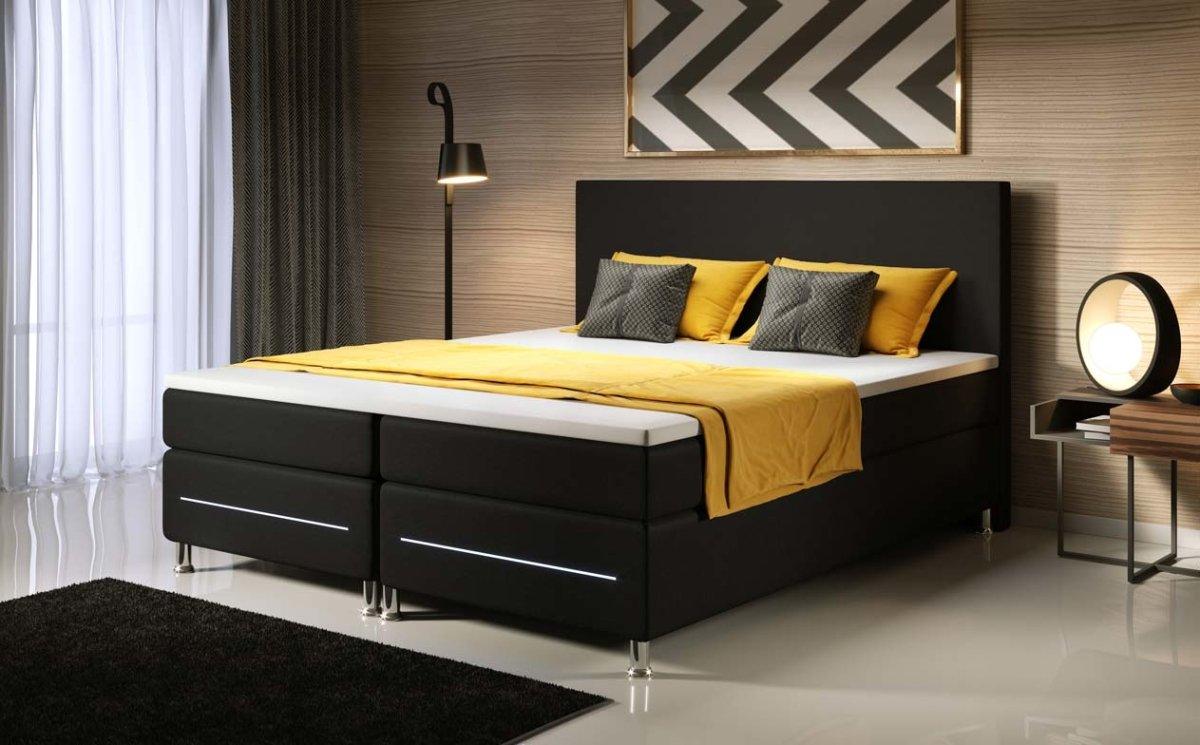 Luxuriöses Boxspringbett Simple mit LED – Stoffbezug für Komfort & Stil