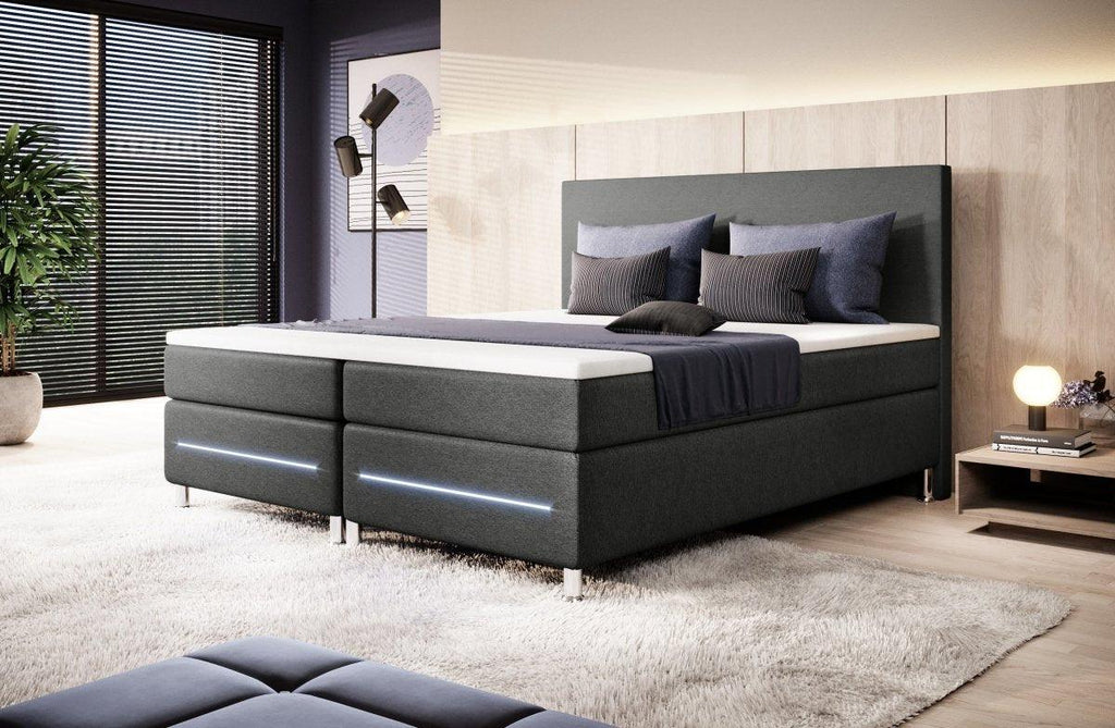 Luxuriöses Boxspringbett Simple mit LED – Stoffbezug für Komfort & Stil