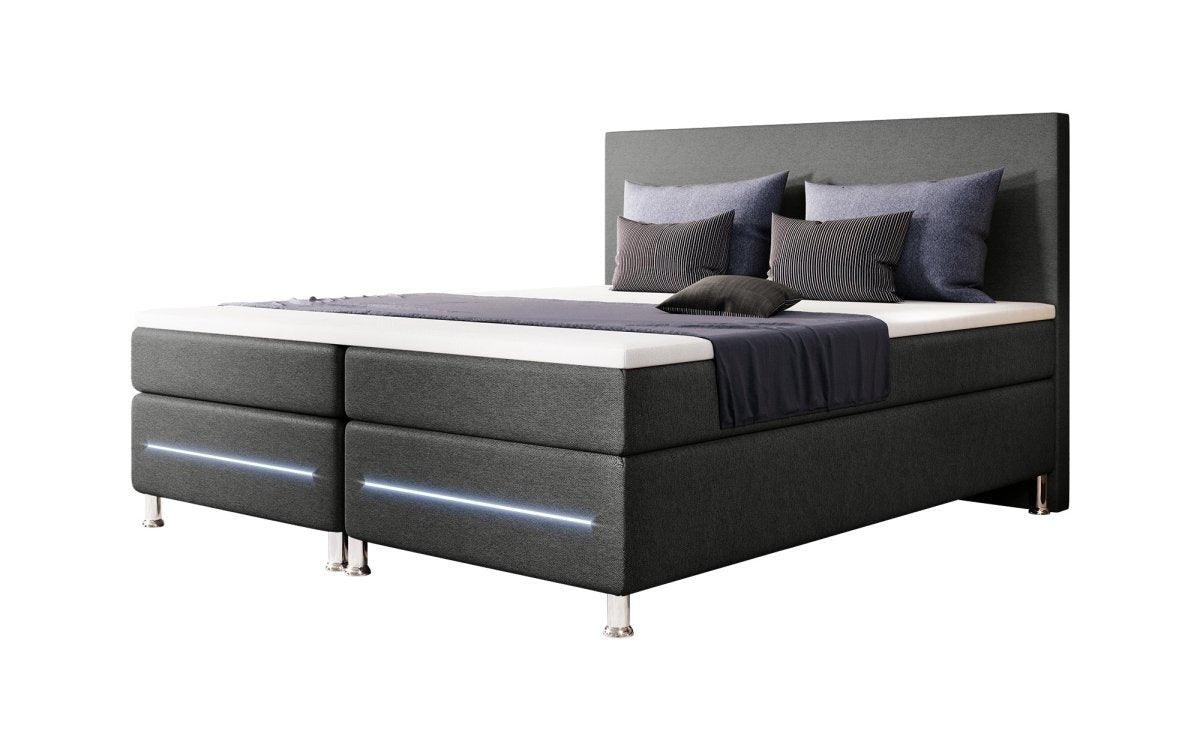 Luxuriöses Boxspringbett Simple mit LED – Stoffbezug für Komfort & Stil