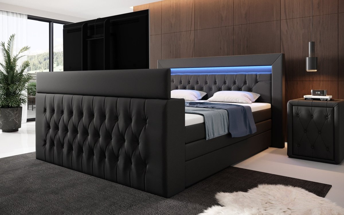 Luxuriöses Sonino Boxspringbett mit TV-Lift, RGB-Beleuchtung und Stauraum