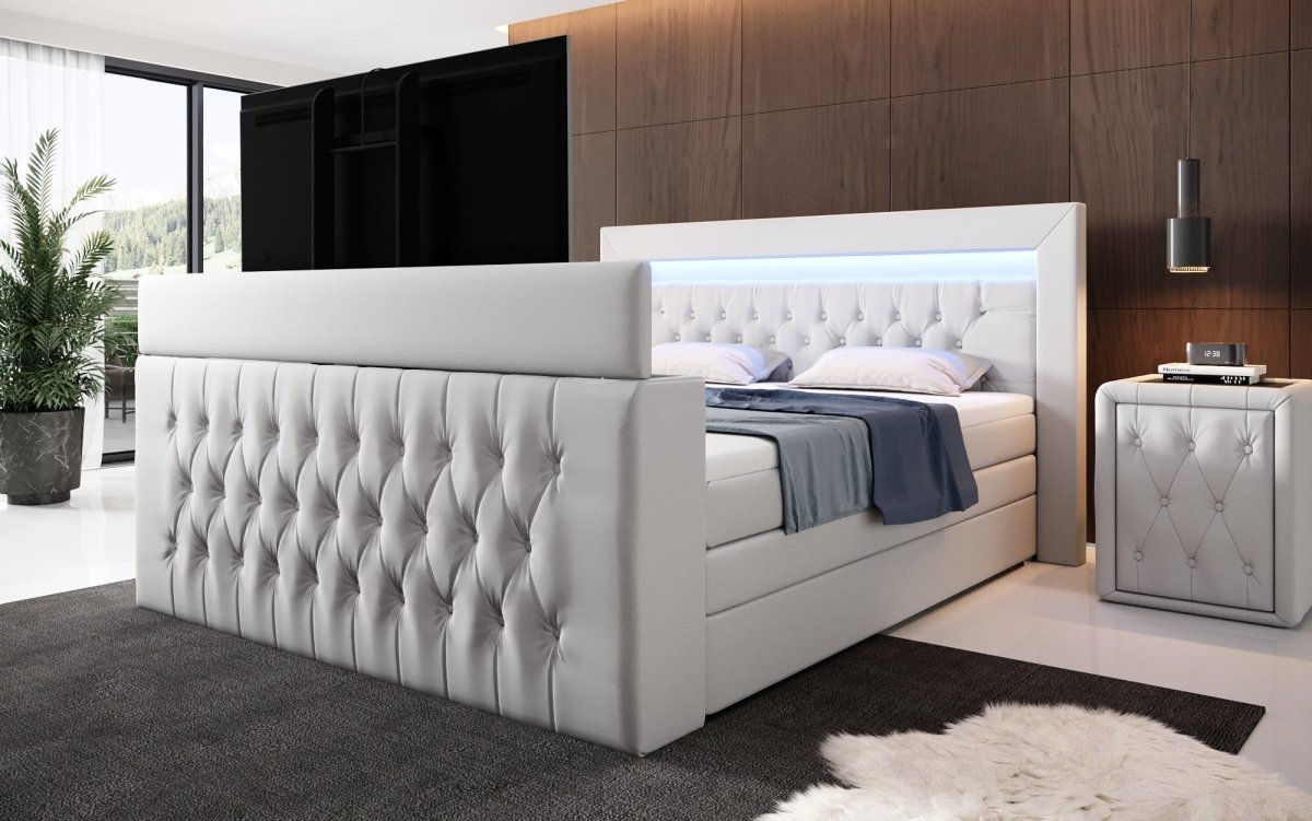 Luxuriöses Sonino Boxspringbett mit TV-Lift, RGB-Beleuchtung und Stauraum