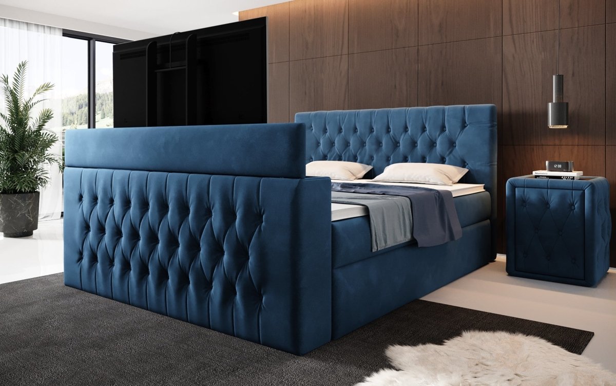Luxuriöses Boxspringbett Velano mit Integriertem TV-Lift und Praktischem Stauraum