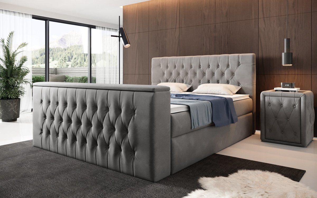 Luxuriöses Velano Boxspringbett mit Integriertem TV-Lift und Praktischem Stauraum