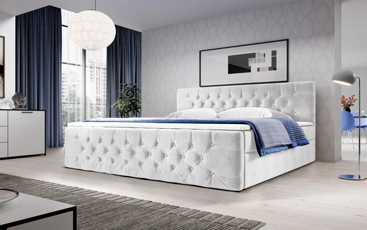 Luxuriöses Velutto Boxspringbett mit Integriertem Stauraum – Samtbezug & Optimaler Schlafkomfort
