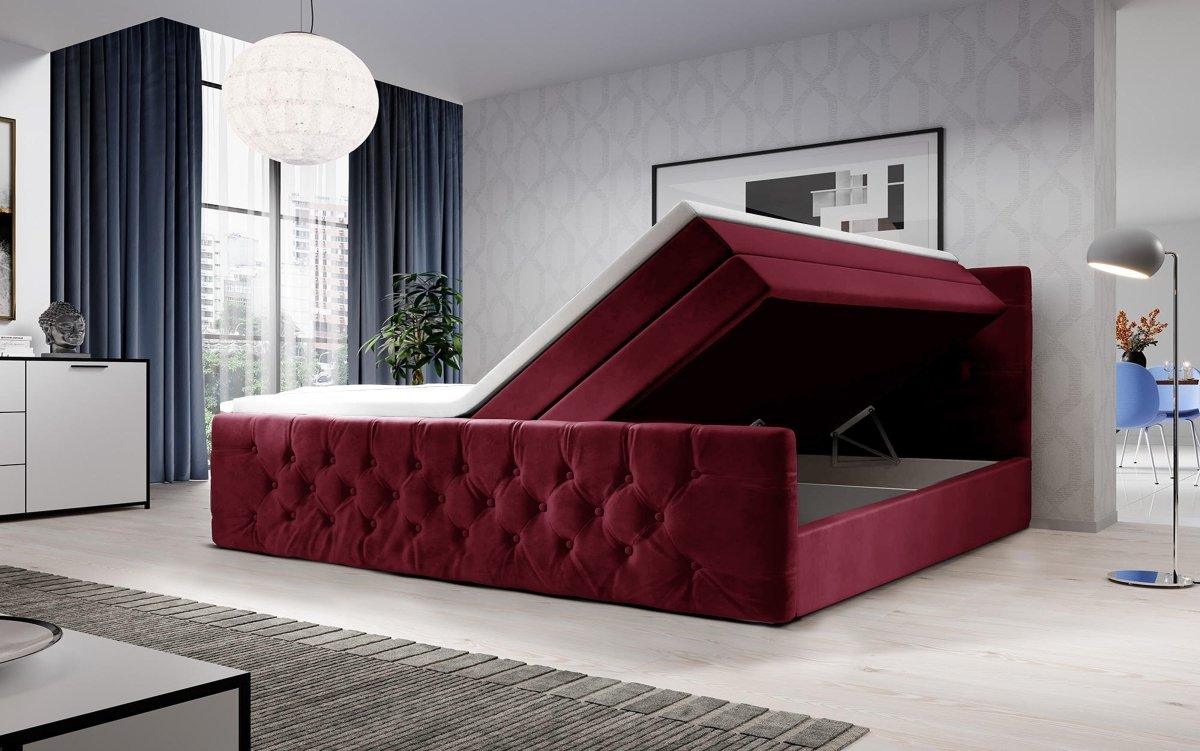 Luxuriöses Velutto Boxspringbett mit Integriertem Stauraum – Samtbezug & Optimaler Schlafkomfort