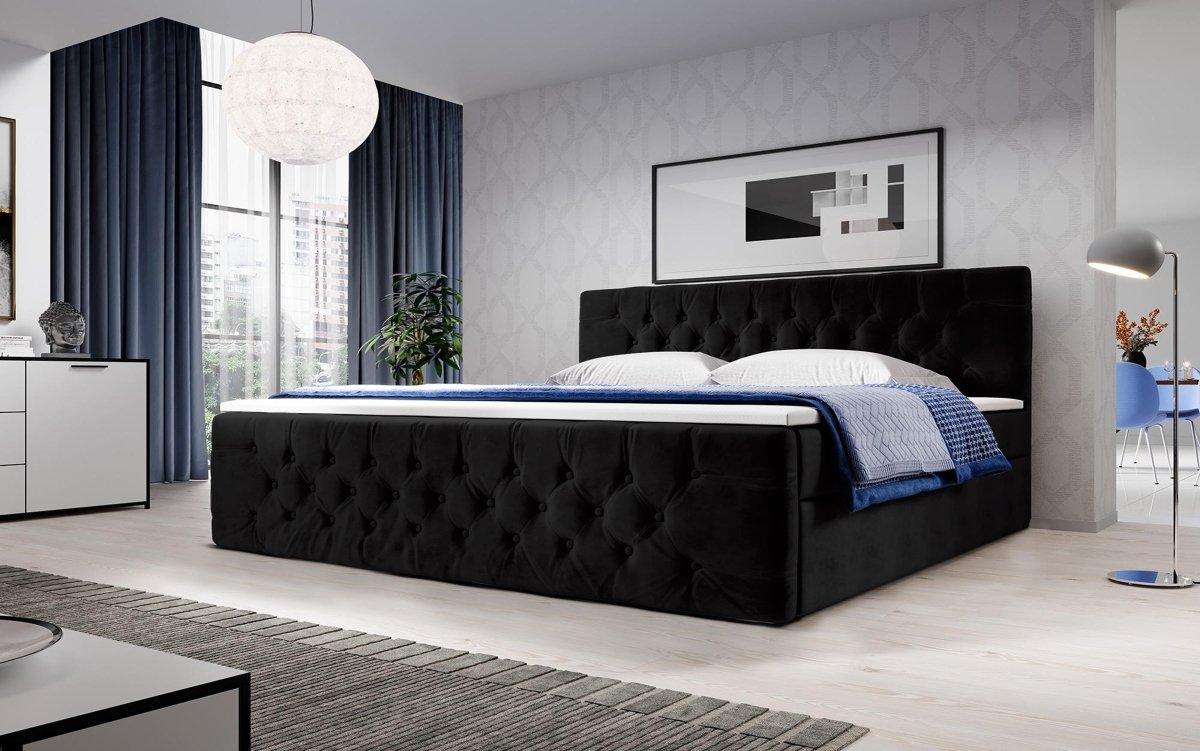 Luxuriöses Velutto Boxspringbett mit Integriertem Stauraum – Samtbezug & Optimaler Schlafkomfort