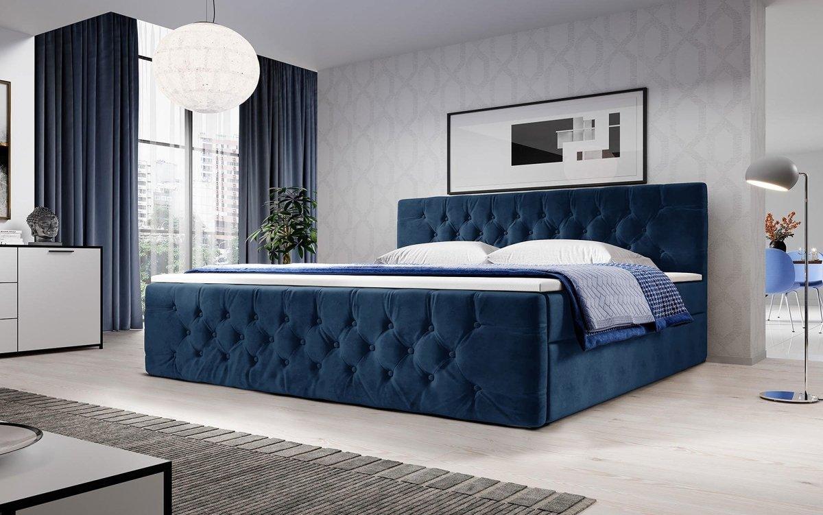 Luxuriöses Velutto Boxspringbett mit Integriertem Stauraum – Samtbezug & Optimaler Schlafkomfort