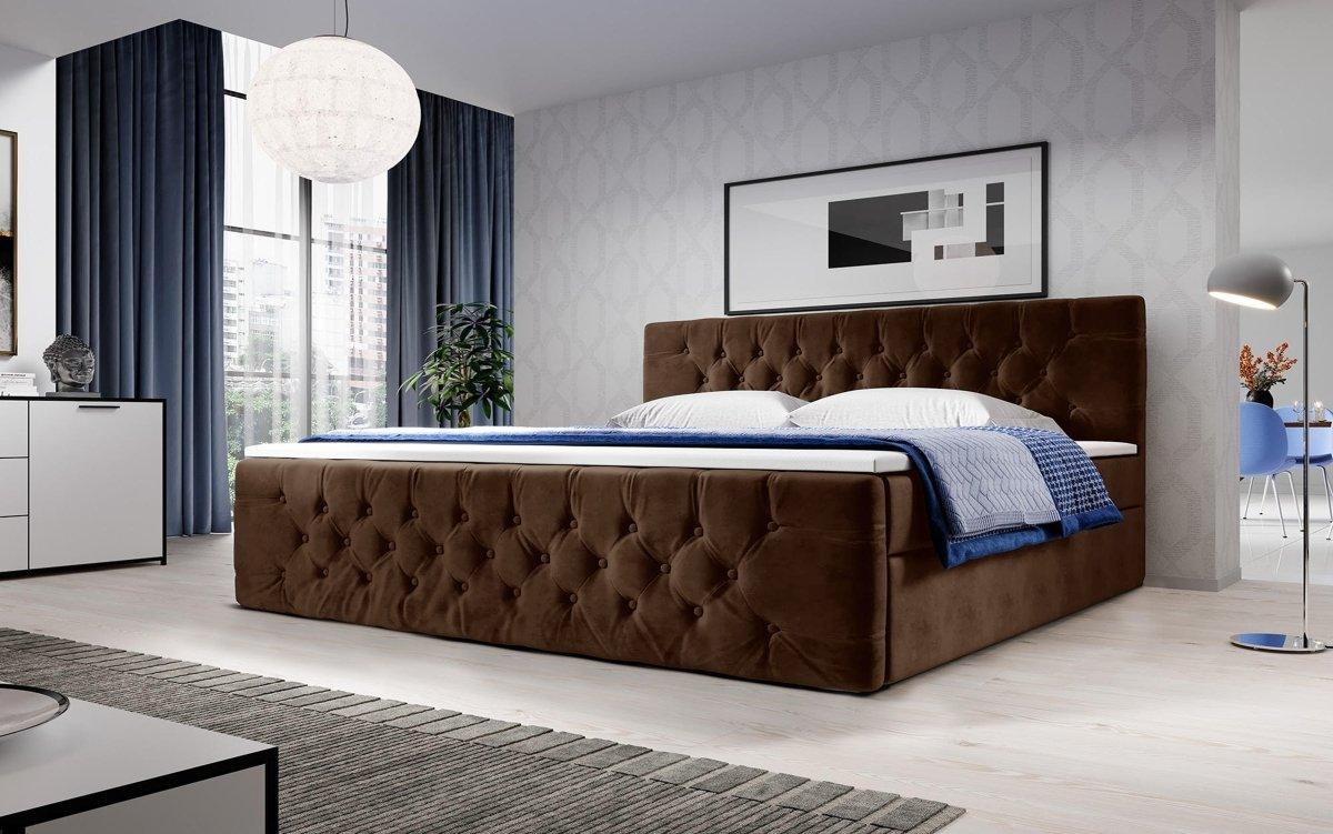 Luxuriöses Velutto Boxspringbett mit Integriertem Stauraum – Samtbezug & Optimaler Schlafkomfort