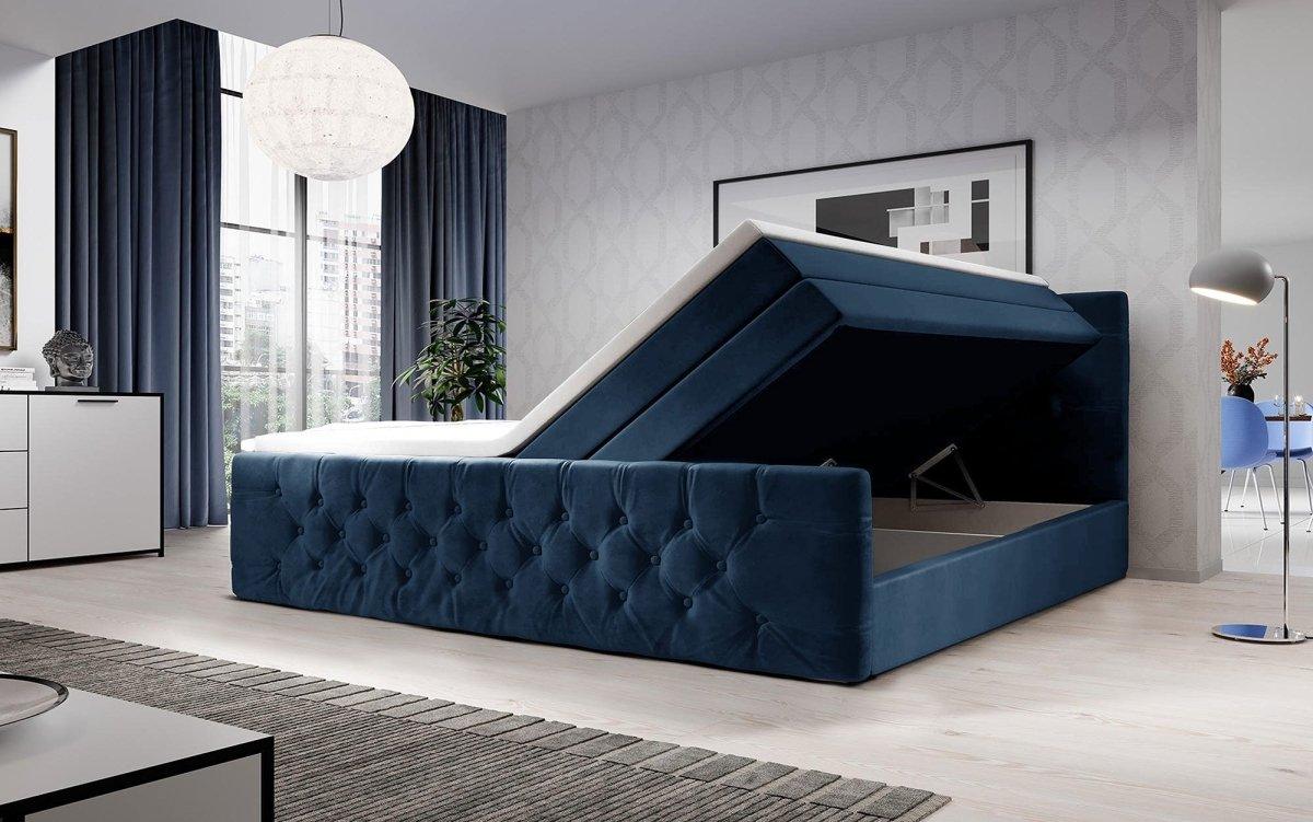 Luxuriöses Velutto Boxspringbett mit Integriertem Stauraum – Samtbezug & Optimaler Schlafkomfort