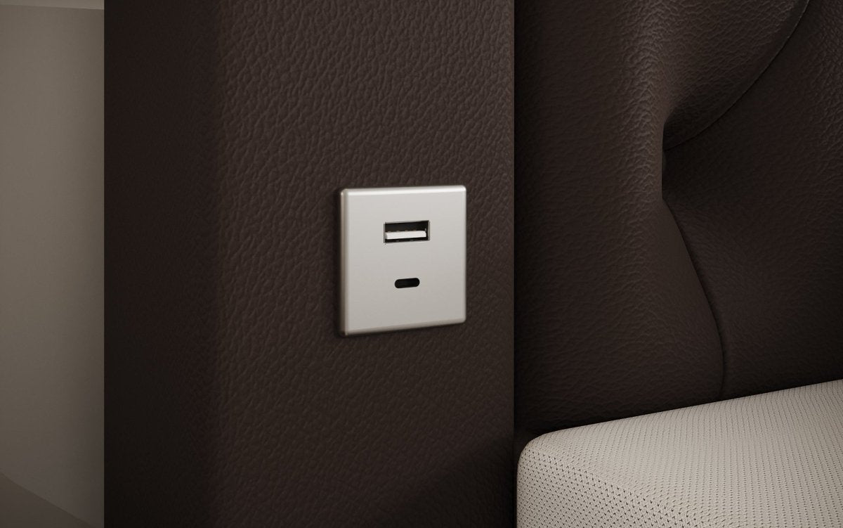 Luxuriöses Boxspringbett Verdino mit RGB-Beleuchtung, USB-Anschlüssen und Praktischem Stauraum