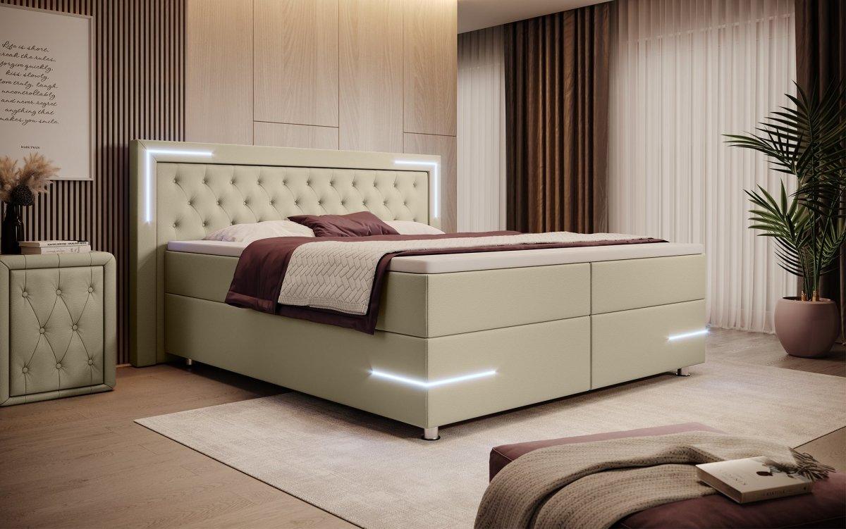Verona Boxspringbett mit LED-Beleuchtung: Luxus, Komfort, Modernes Kunstleder Design