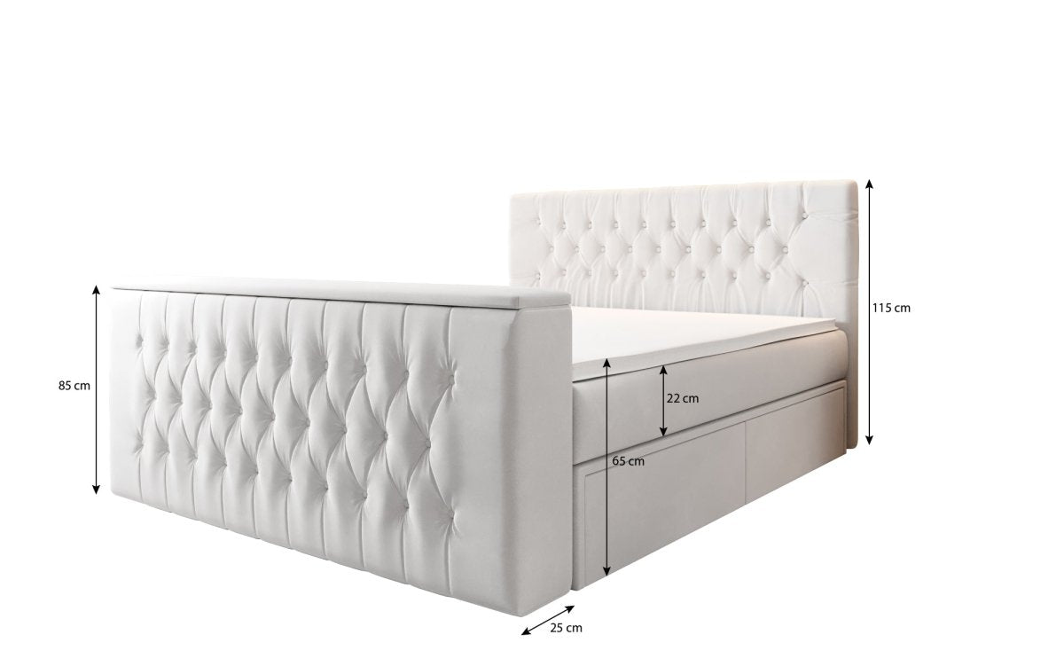 Luxuriöses Boxspringbett Vulnero mit integriertem TV-Lift und praktischem Stauraum