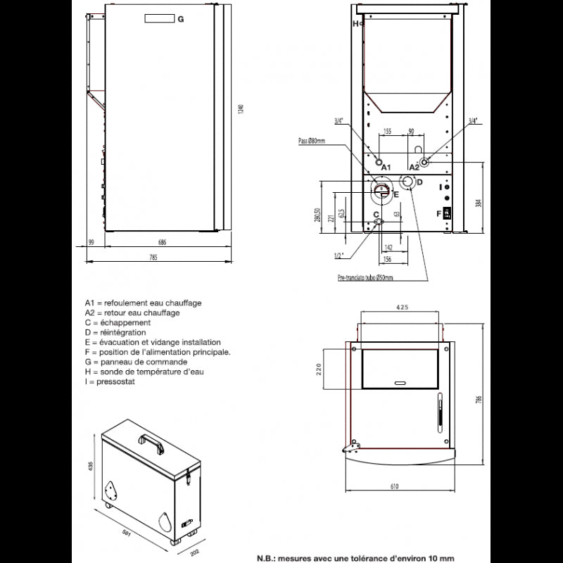 Folaca Pelletkessel mit Selbstreinigendem Tiegel und Ascheverdichter 19 kW