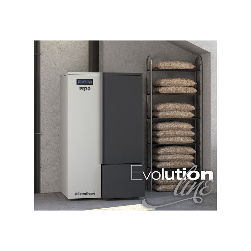 Extraflame PR30 Pelletheizung 30 kW, hoher Wirkungsgrad, Wi‑Fi‑Steuerung, große Energieeffizienz