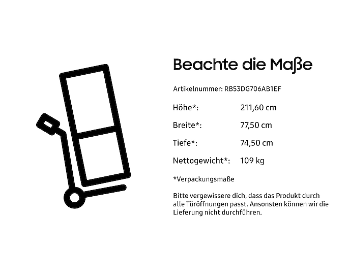 Samsung RB6000D Optimal Fresh+ Kühl-Gefrierkombi, 538L, SpaceMax, No Frost+