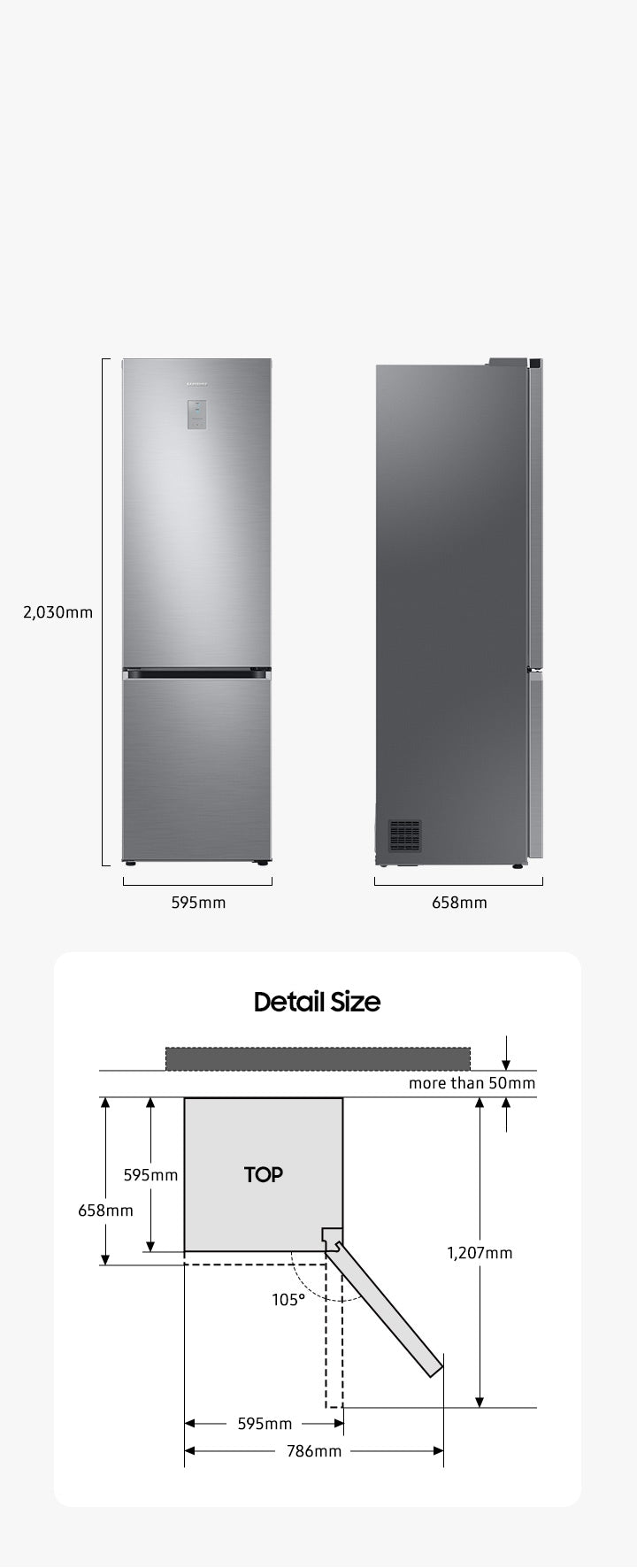 Samsung Kühl-Gefrierkombination SpaceMax AI Energy No Frost+ Edelstahl-Look 390L