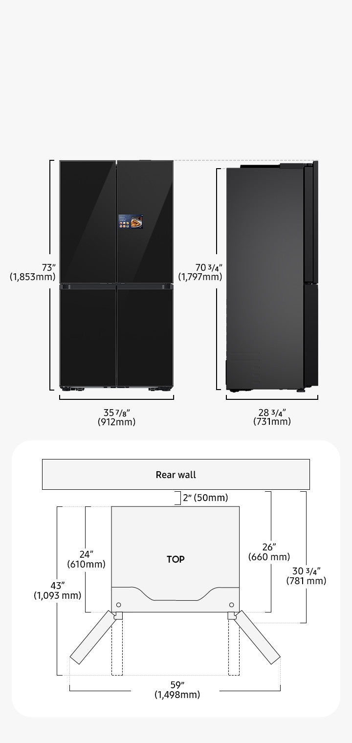Samsung Bespoke AI French Door Kühlschrank, AI Home, Hybridkühlung, SpaceMax, Dual-Eismacher, Glam Charcoal