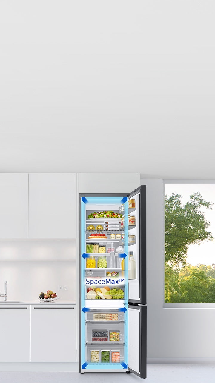 Samsung SpaceMax Kühl-Gefrierkombination: AI Energy, No Frost+, 390L, Schwarzstahl