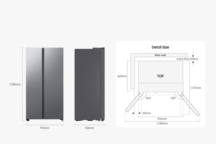 Samsung RS70F Side-by-Side Kühlschrank, 640L, Schwarz, Metal Cooling, SmartThings, Wasserspender