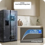 Lade das Bild in den Galerie-Viewer, Samsung AI Home Side-by-Side Kühlschrank: 9-Zoll Display, Wasserspender, Edelstahl-Look

