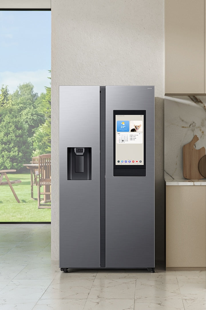 Samsung Family Hub Side-by-Side Kühlschrank, 614L, Schwarz, AI, Bixby, Eiswürfel