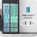 Lade das Bild in den Galerie-Viewer, Samsung Family Hub Side-by-Side Kühlschrank, 614L, Schwarz, AI, Bixby, Eiswürfel
