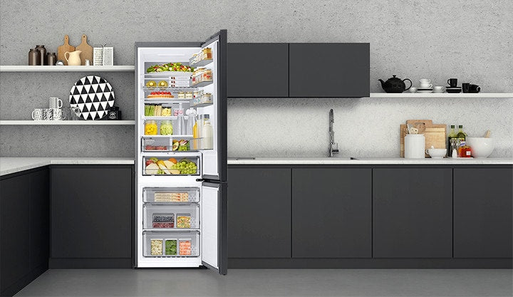 Samsung Bespoke Kühl-Gefrierkombination, 387L, Edelstahl Look, No Frost+, SpaceMax