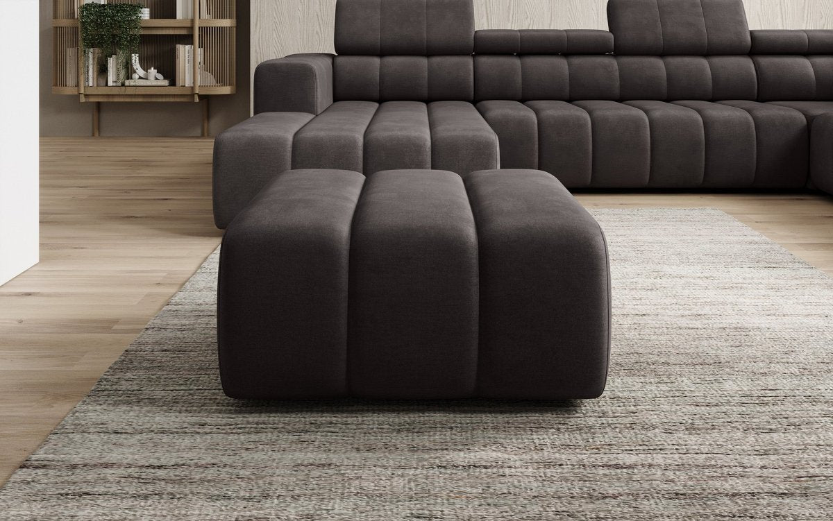 Luxuriöser Aurora Samt Beistellhocker Designer Ottomane für Eleganz und Komfort