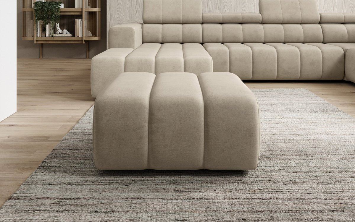 Luxuriöser Aurora Samt Beistellhocker Designer Ottomane für Eleganz und Komfort