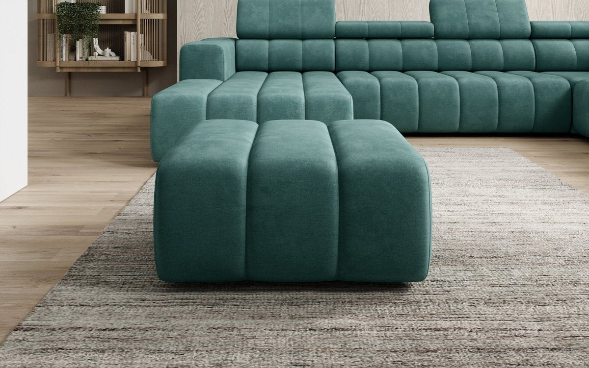 Luxuriöser Aurora Samt Beistellhocker Designer Ottomane für Eleganz und Komfort