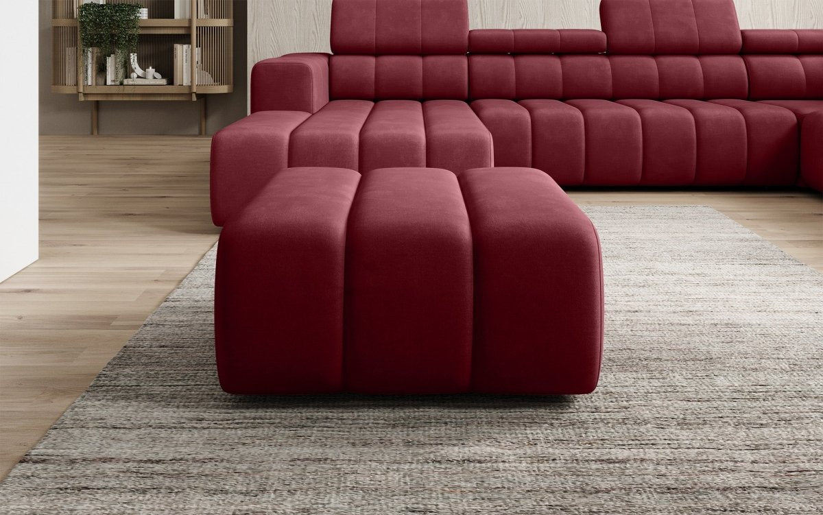 Luxuriöser Aurora Samt Beistellhocker Designer Ottomane für Eleganz und Komfort