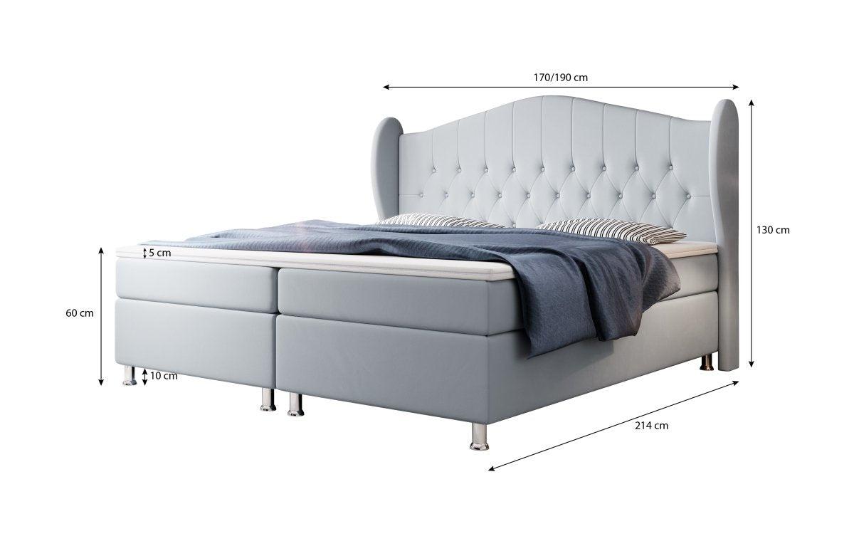 Luxuriöses Boxspringbett Angel: Chesterfield Design, Samt Optik, Orthopädischer Komfort für Gesunden Schlaf