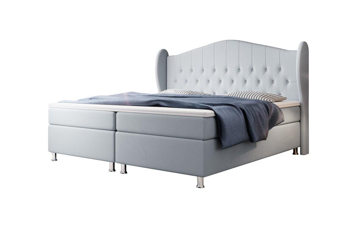 Luxuriöses Boxspringbett Angel: Chesterfield Design, Samt Optik, Orthopädischer Komfort für Gesunden Schlaf