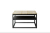 Lidia Designer Couchtisch Quadratisch mit Zwei Ablagen, Schwarze Beine, Sonoma Eiche