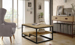 Lade das Bild in den Galerie-Viewer, Melvi Designer Couchtisch: Eleganter Sonoma Eiche &amp; Stahl Wohnzimmer Tisch
