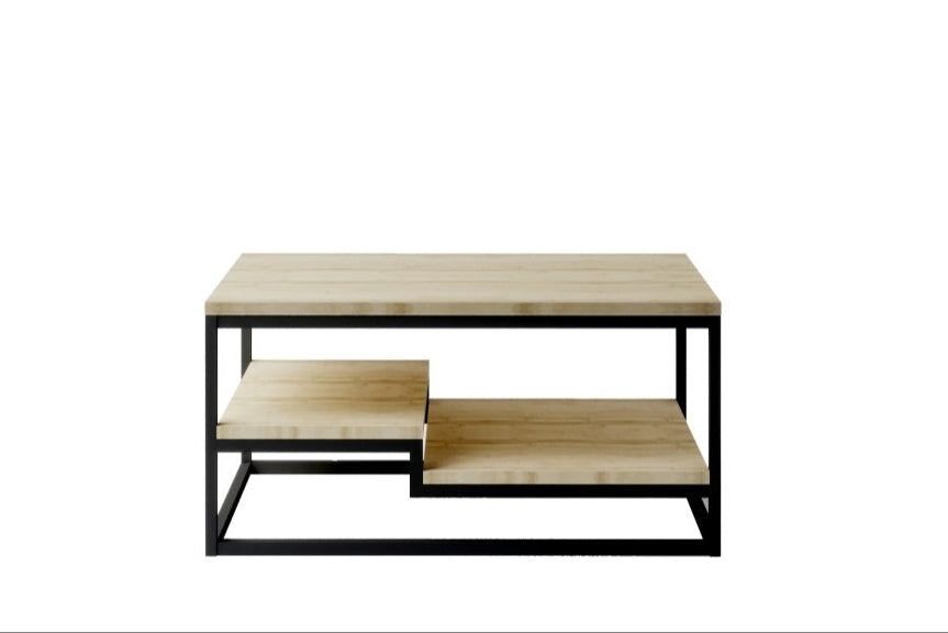 Melvi Designer Couchtisch: Eleganter Sonoma Eiche & Stahl Wohnzimmer Tisch