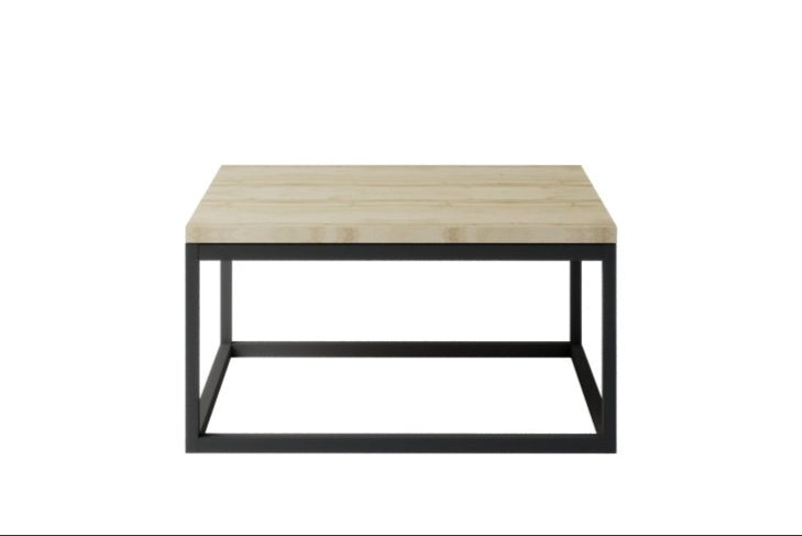 Quadratischer Designer Couchtisch Mino: Robuster Stahl, Sonoma Eiche, Industrieller Stil