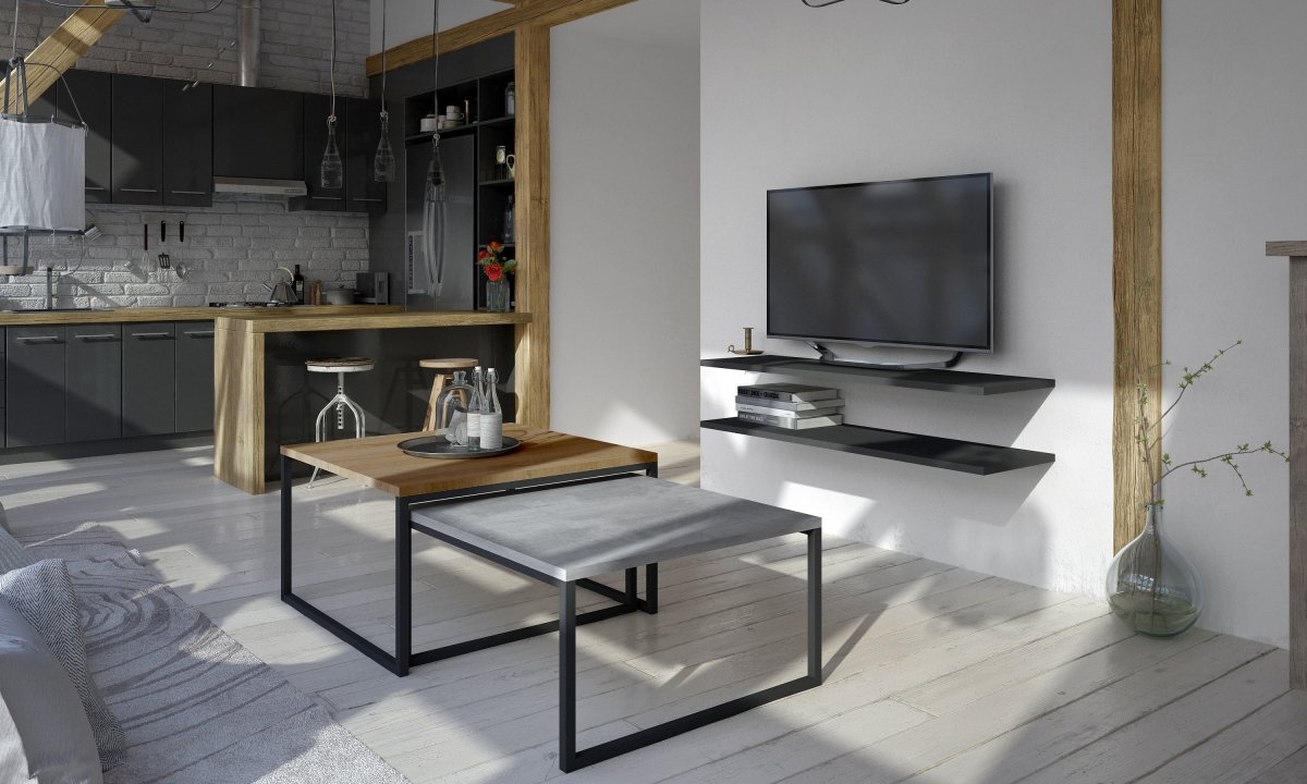 Nelio Designer Couchtisch: Ausziehbarer Doppeltisch für Modernes Wohnzimmer und Vielseitigkeit