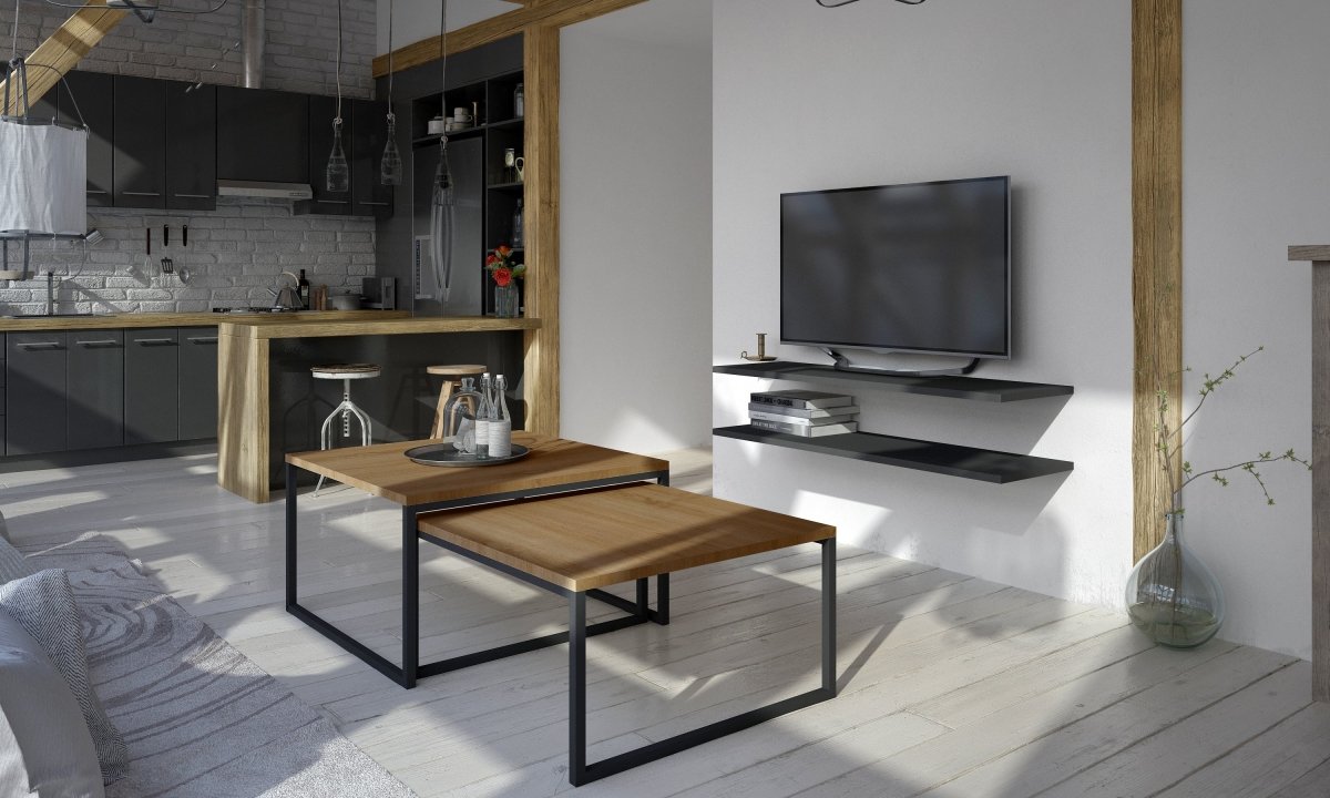 Nelio Designer Couchtisch: Ausziehbarer Doppeltisch für Modernes Wohnzimmer und Vielseitigkeit