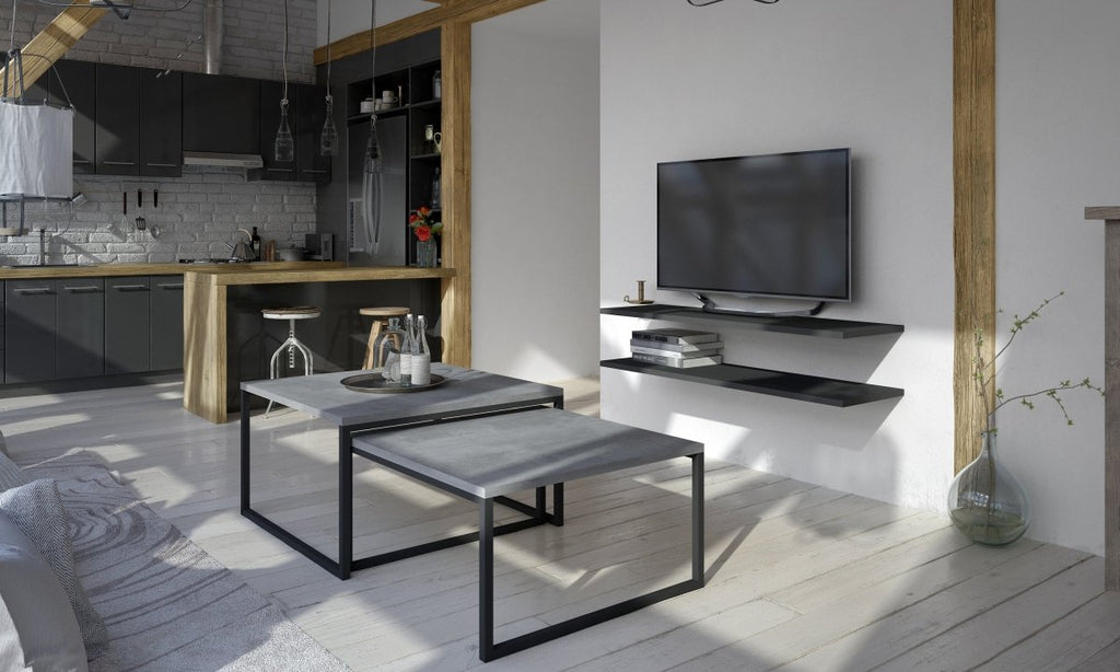 Nelio Designer Couchtisch: Ausziehbarer Doppeltisch für Modernes Wohnzimmer und Vielseitigkeit