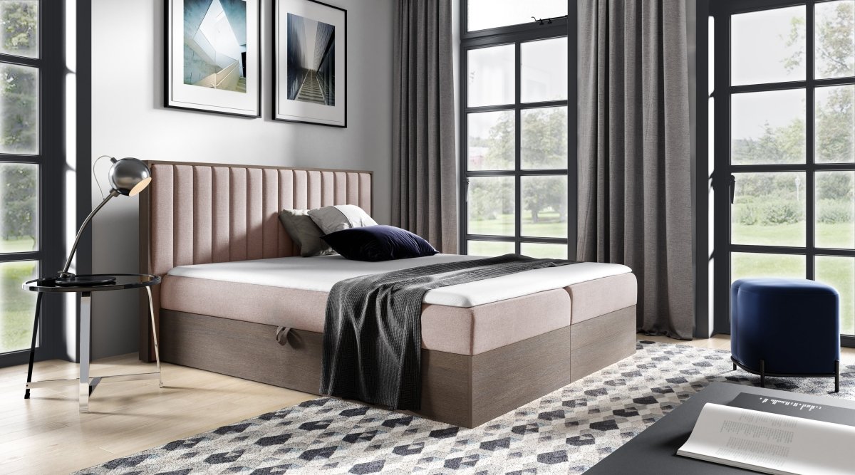 Luxuriöses Designer Holzbett Jonah mit Integriertem Stauraum – Modernes Schlafzimmer-Möbelstück