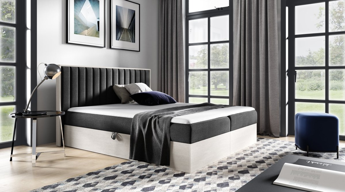 Luxuriöses Designer Holzbett Jonah mit Integriertem Stauraum – Modernes Schlafzimmer-Möbelstück