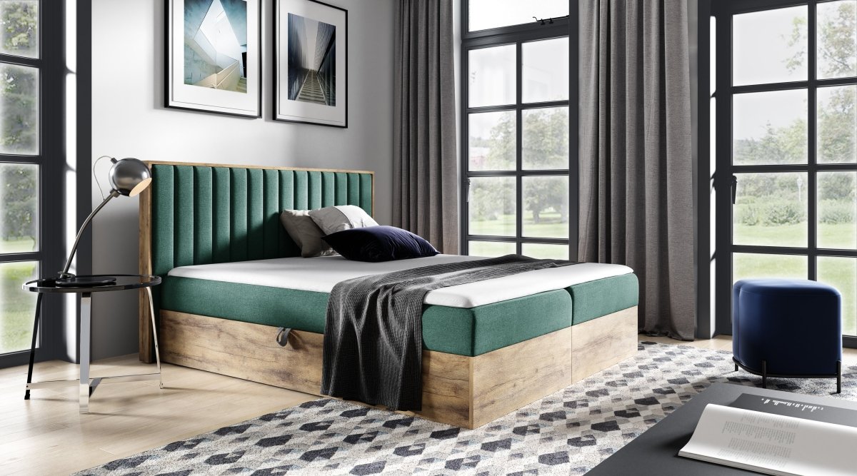 Luxuriöses Designer Holzbett Jonah mit Integriertem Stauraum – Modernes Schlafzimmer-Möbelstück