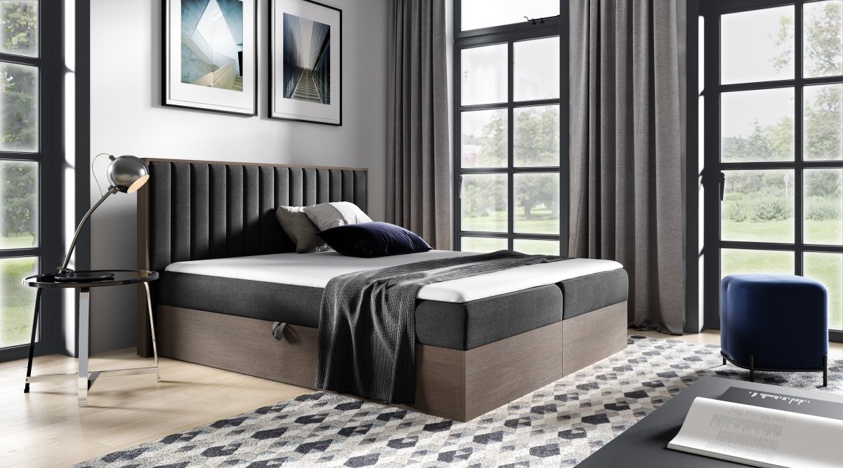 Luxuriöses Designer Holzbett Jonah mit Integriertem Stauraum – Modernes Schlafzimmer-Möbelstück