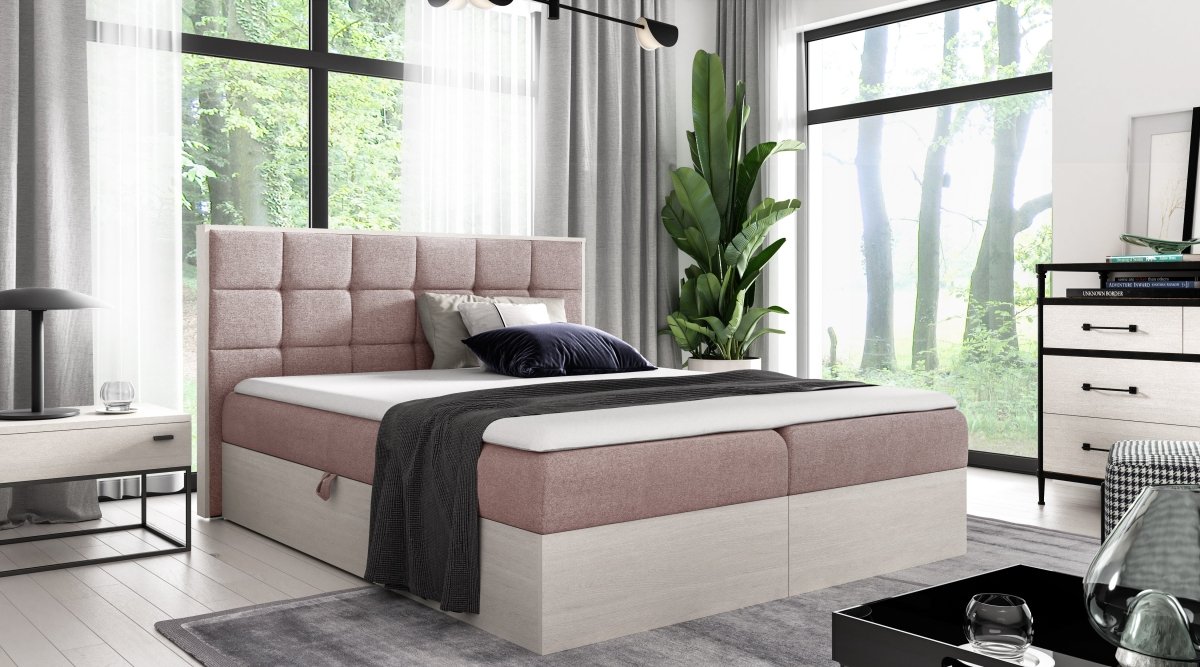 Elegantes Designer Massivholz Bett Kinea mit clevem Stauraum