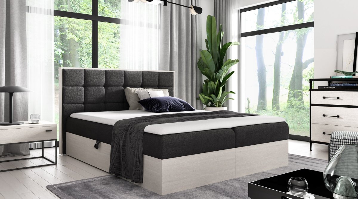 Elegantes Designer Massivholz Bett Kinea mit clevem Stauraum