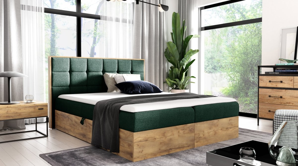 Elegantes Designer Massivholz Bett Kinea mit clevem Stauraum